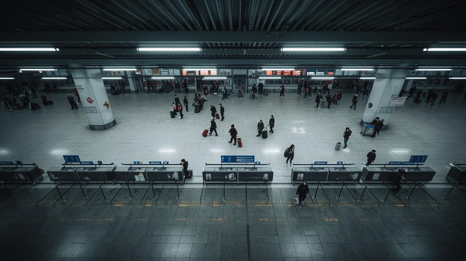 Sparse scene at Bangkok Suvarnabhumi Airport immigration – only a few travelers in line where large crowds are normally seen.