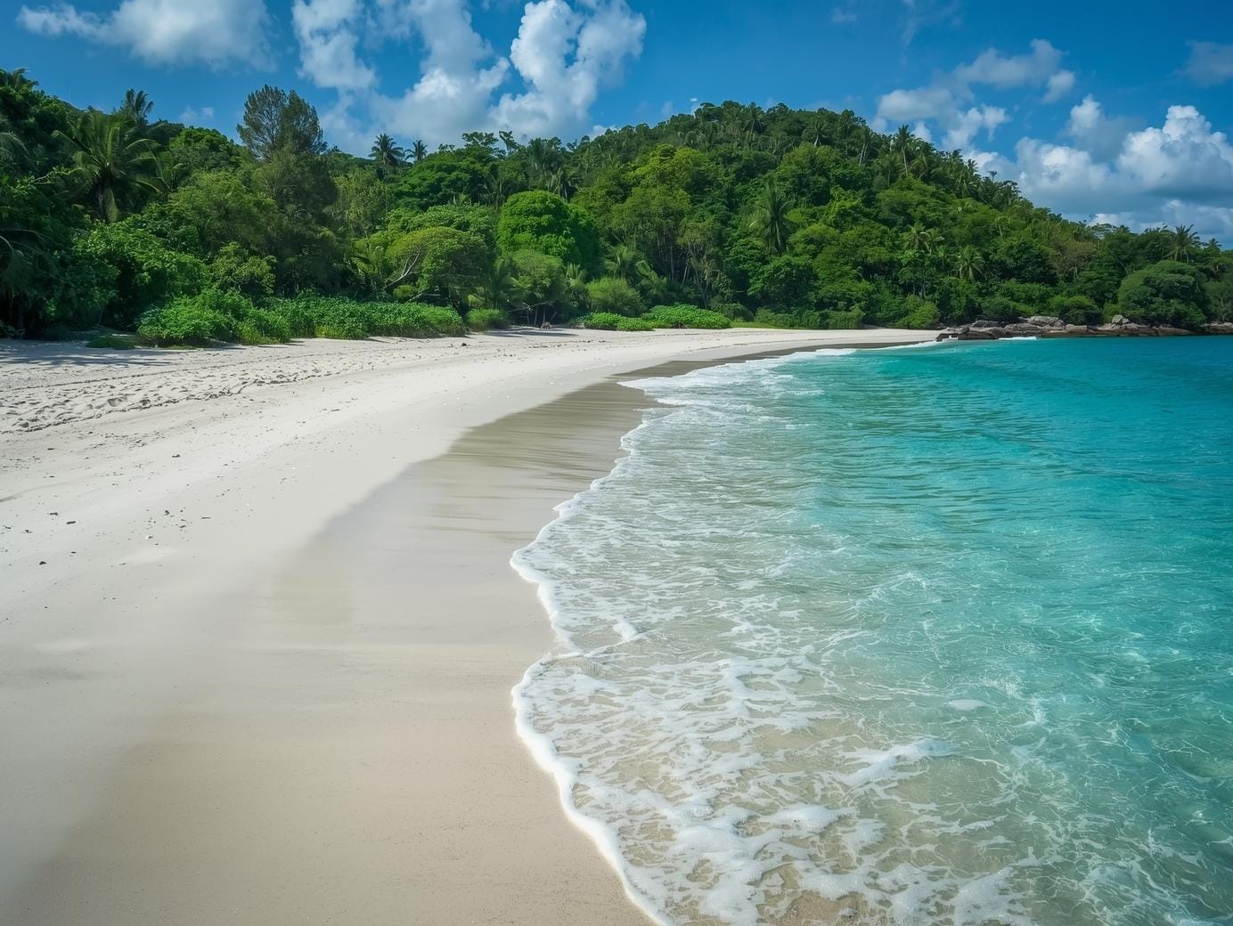 Powder-soft sands and clear waters of Ao Yai Beach glisten under the midday sun, utterly empty and inviting.