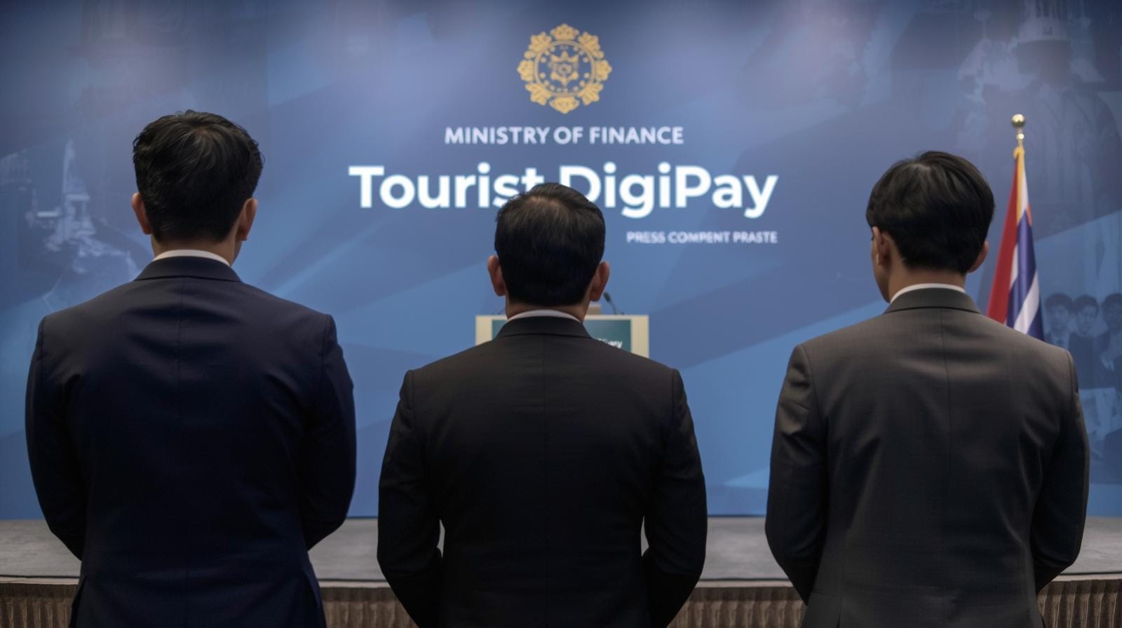 Thai ministers and regulators at a press conference for TouristDigiPay